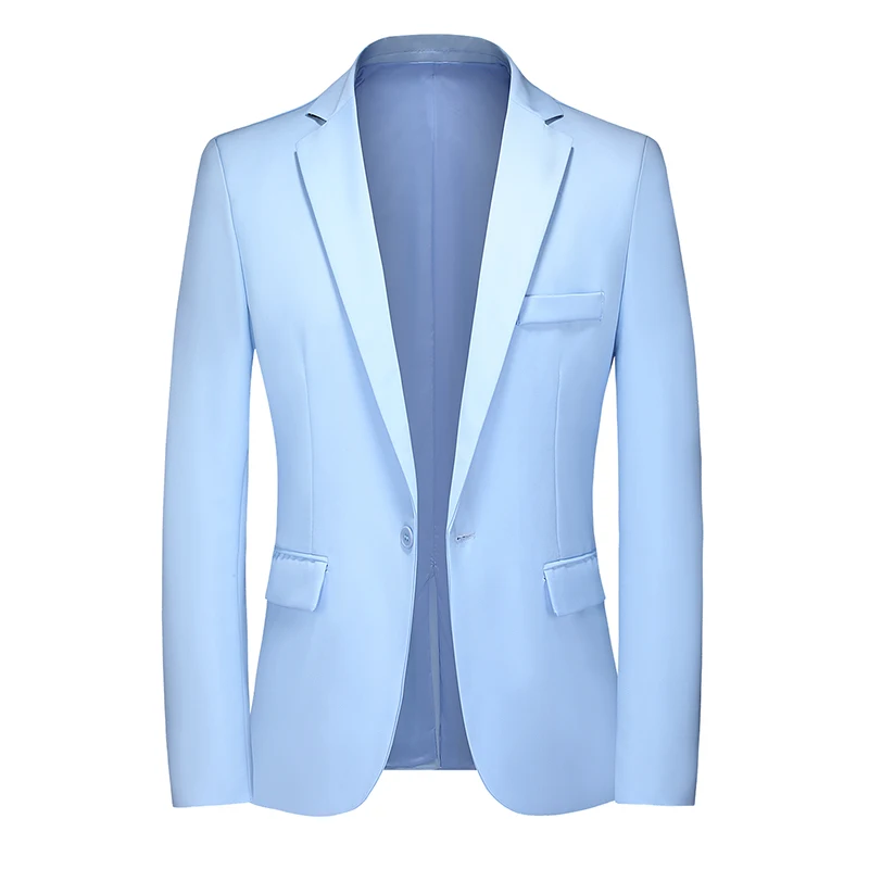 Summer New Male Thin Suit Jacket Pure Color Men Business Casual Coat Slim Fit Tuxedo Dress Homme