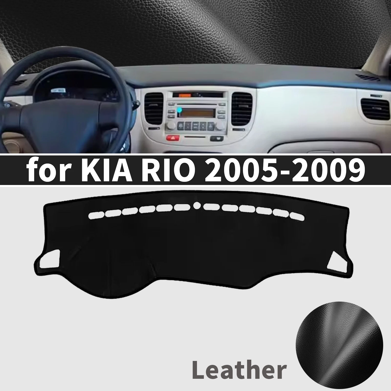 Pour KIA RIO 2 2005-2009 New Pride Rio5 RIO2 JB, couvre-tableau de bord, pare-soleil, antidérapant, tapis de protection pour tableau de bord, pièces intérieures