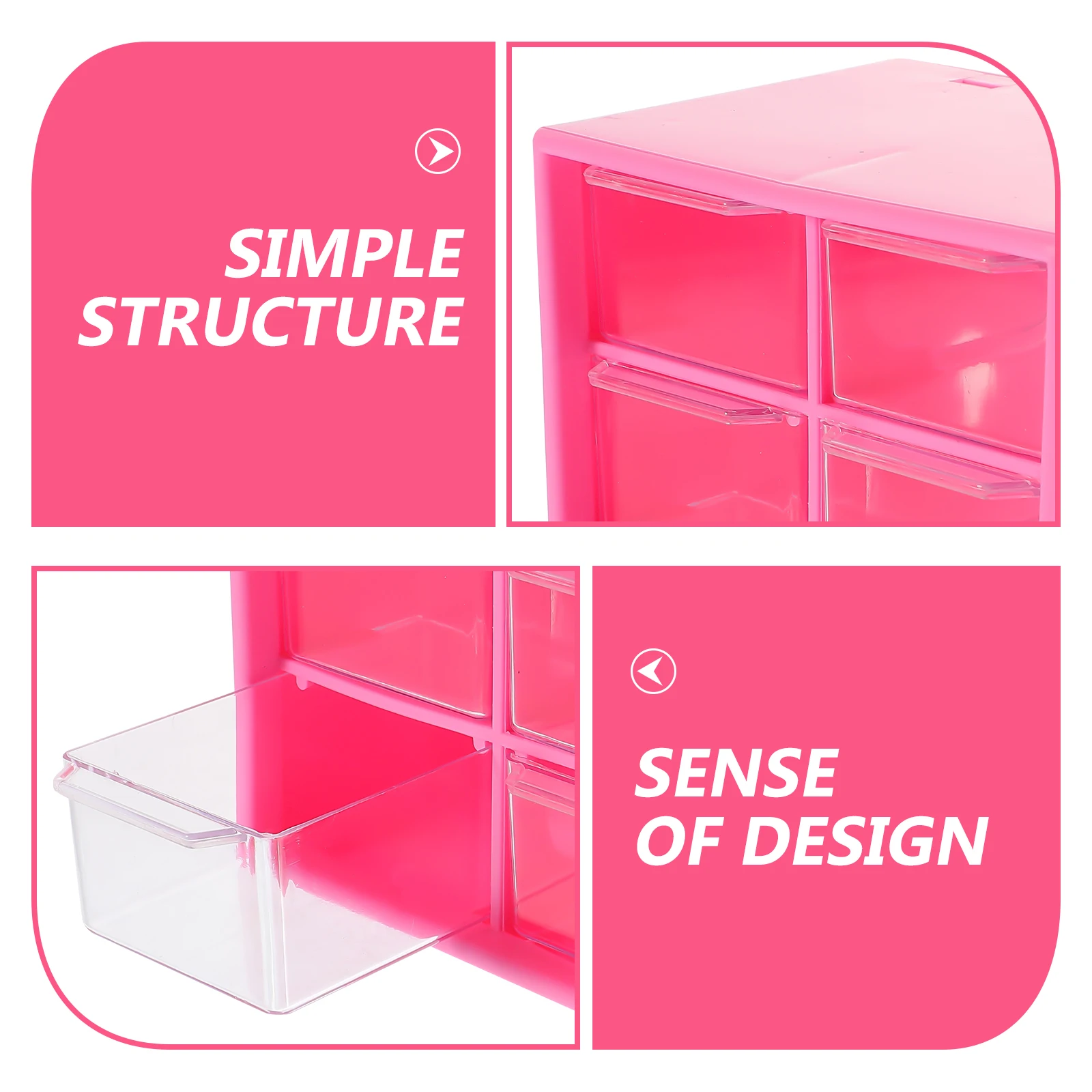 

Multi-compartment Desk Organizer Box Aesthetic Stationery Drawer Rosy Plastic Stackable Desktop Storage Drawers Office Organizer