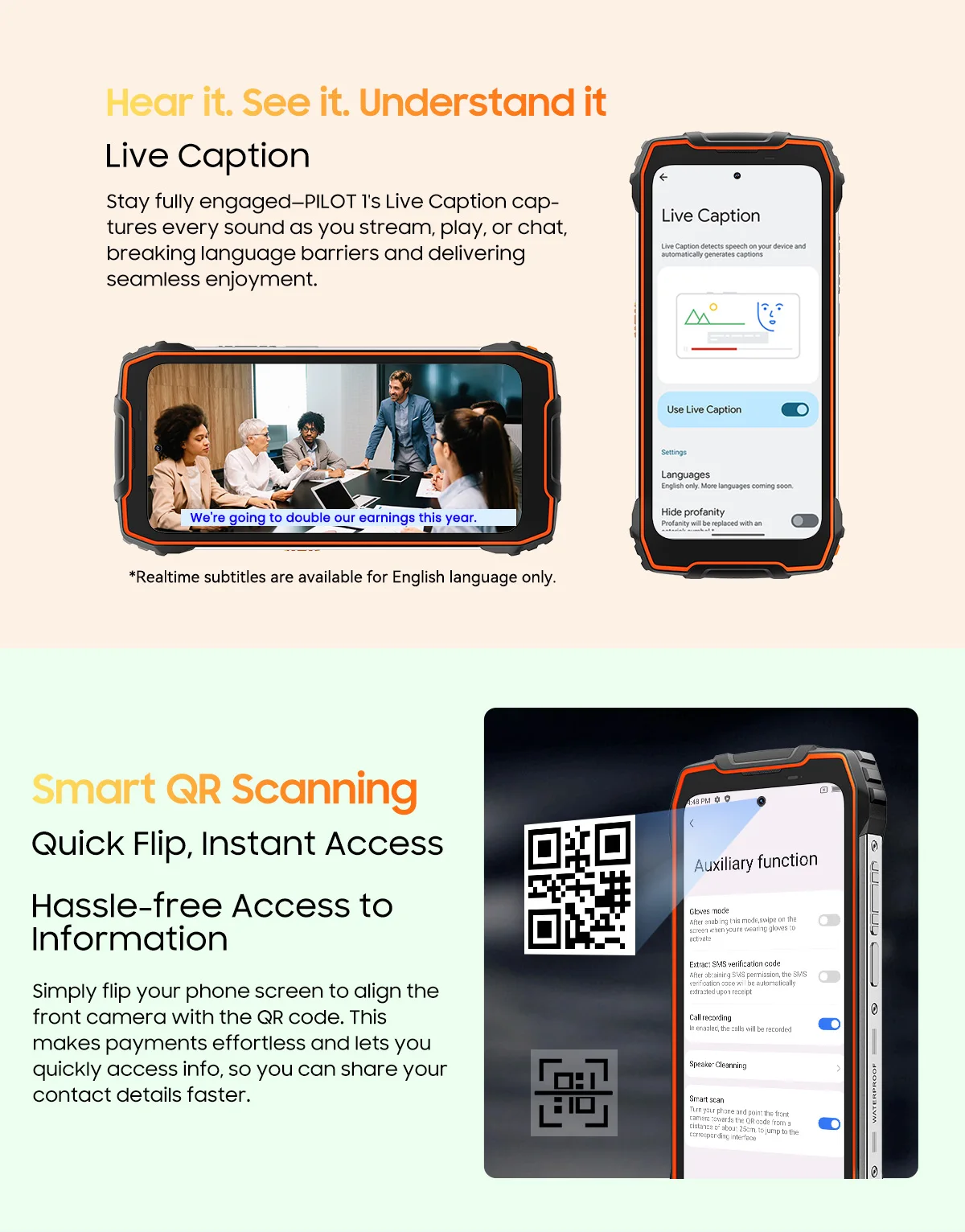 Blackview Oscal PILOT 1 Rugged phone 6.67-inch HD+ 90Hz Display 15000mAh 5W BOX Speaker NFC 6GB 256GB Helio G81 CPU Cellphone