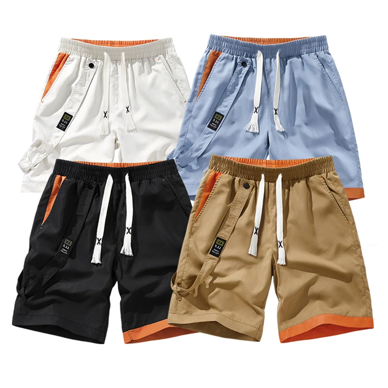 

Men's Casual Loose Cargo Shorts Summer Street Fashion Trend Shorts Pants Elastic Waist Drawstring With Side Strap Fifth Pants
