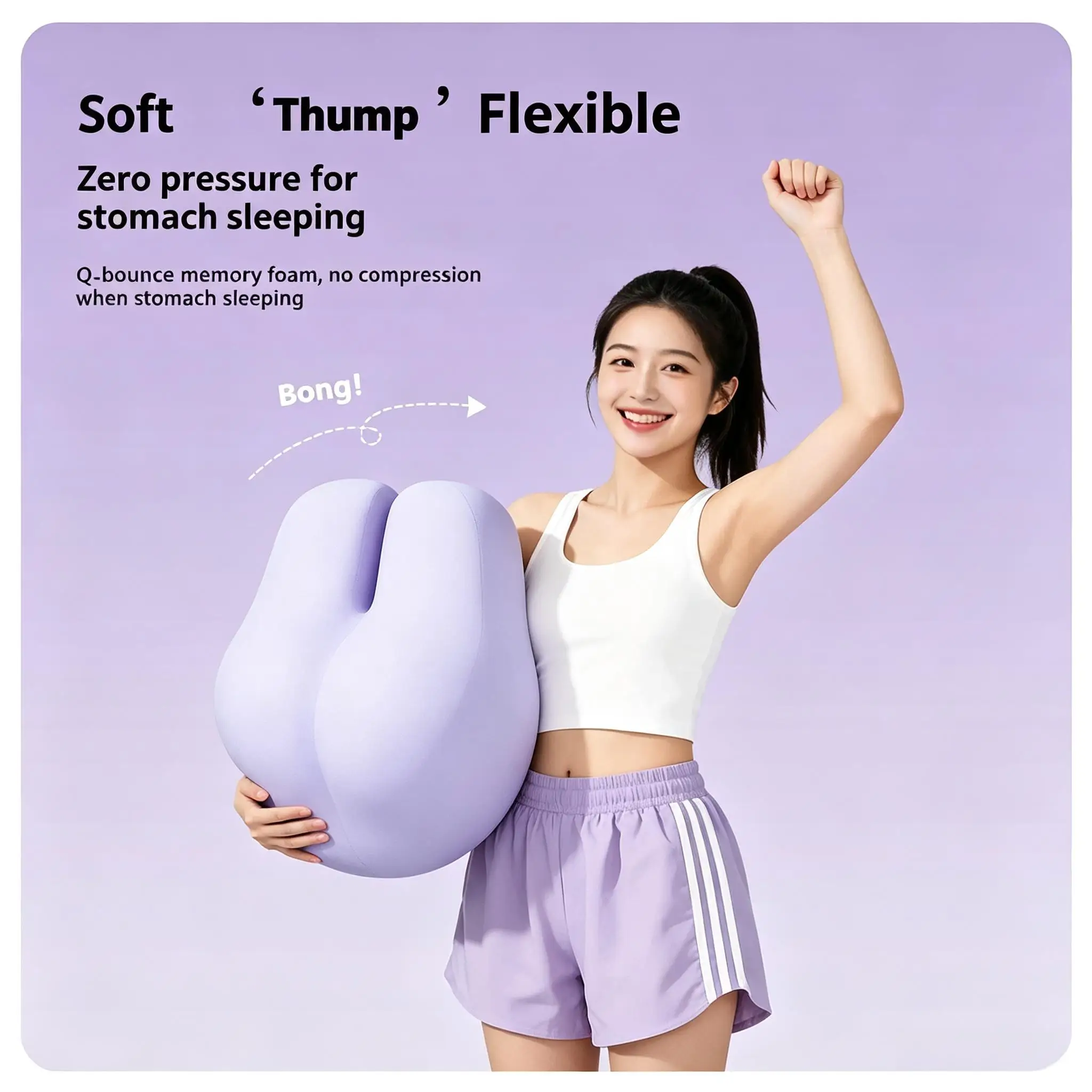 Hip-shaped Pillow 3D Memory Foam Pillow  Creative Fun Face Down Pillow Cushion Stomach Sleeping for Students Couples