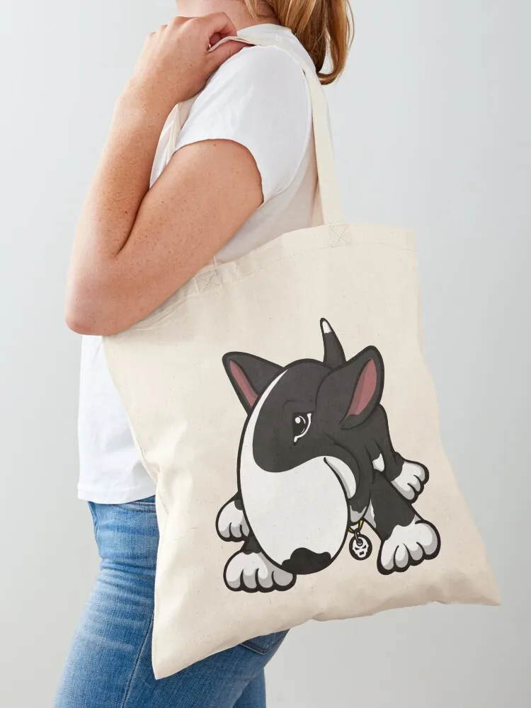 Let's Play English Bull Terrier Black Tote Bag Shopper bag supermarket folding bag Candy bags shopper bags for women
