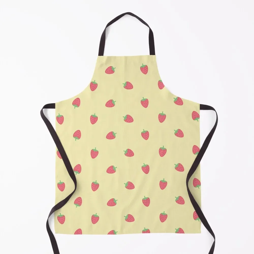 

Strawberries Kawaii Cute Pastel Lemon Yellow Cottagecore Aesthetic Apron Kitchen restaurant accessories Woman Kitchen Apron