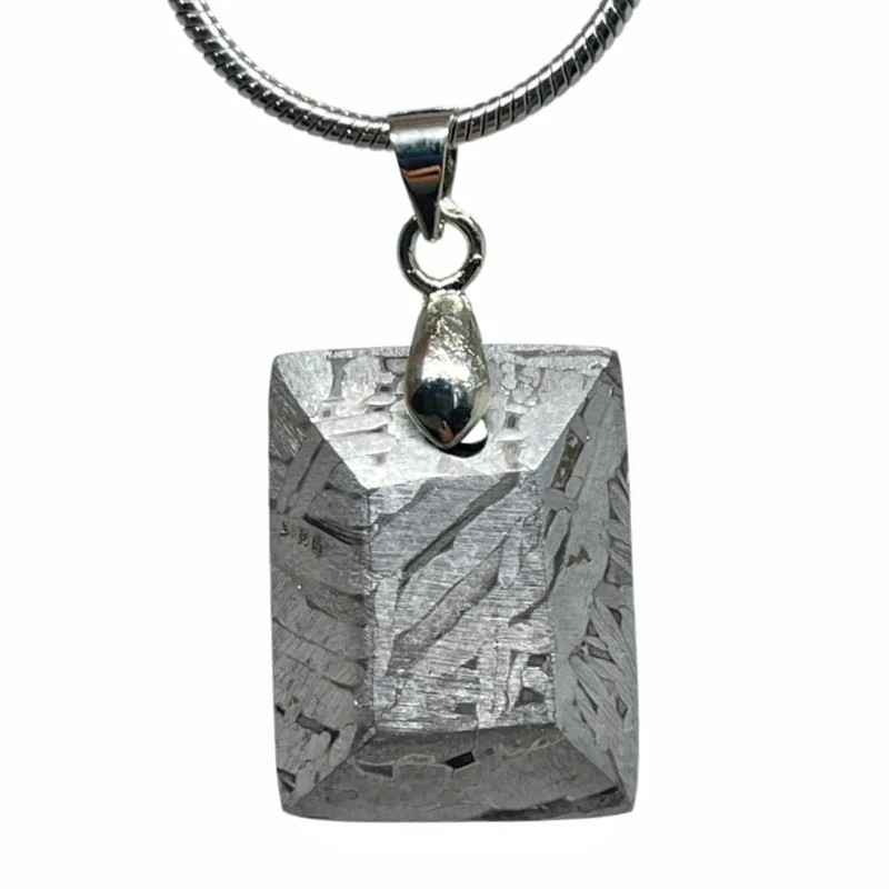 Muonionalusta Meteorite Cube Pendant Natural Iron Meteorite Specimen Jewelry Stainless Steel Chain Mineral Collectible GiftLK559