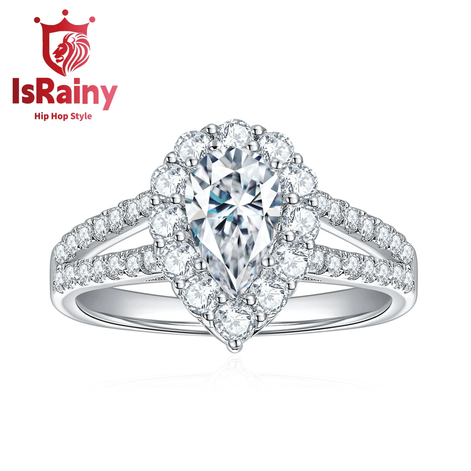 

IsRainy Hip Hop Rock Solid 100% 925 Sterling Silver Rings Pear Real GRA Moissanite Diamonds Engagement Anniversary Fine Jewelry