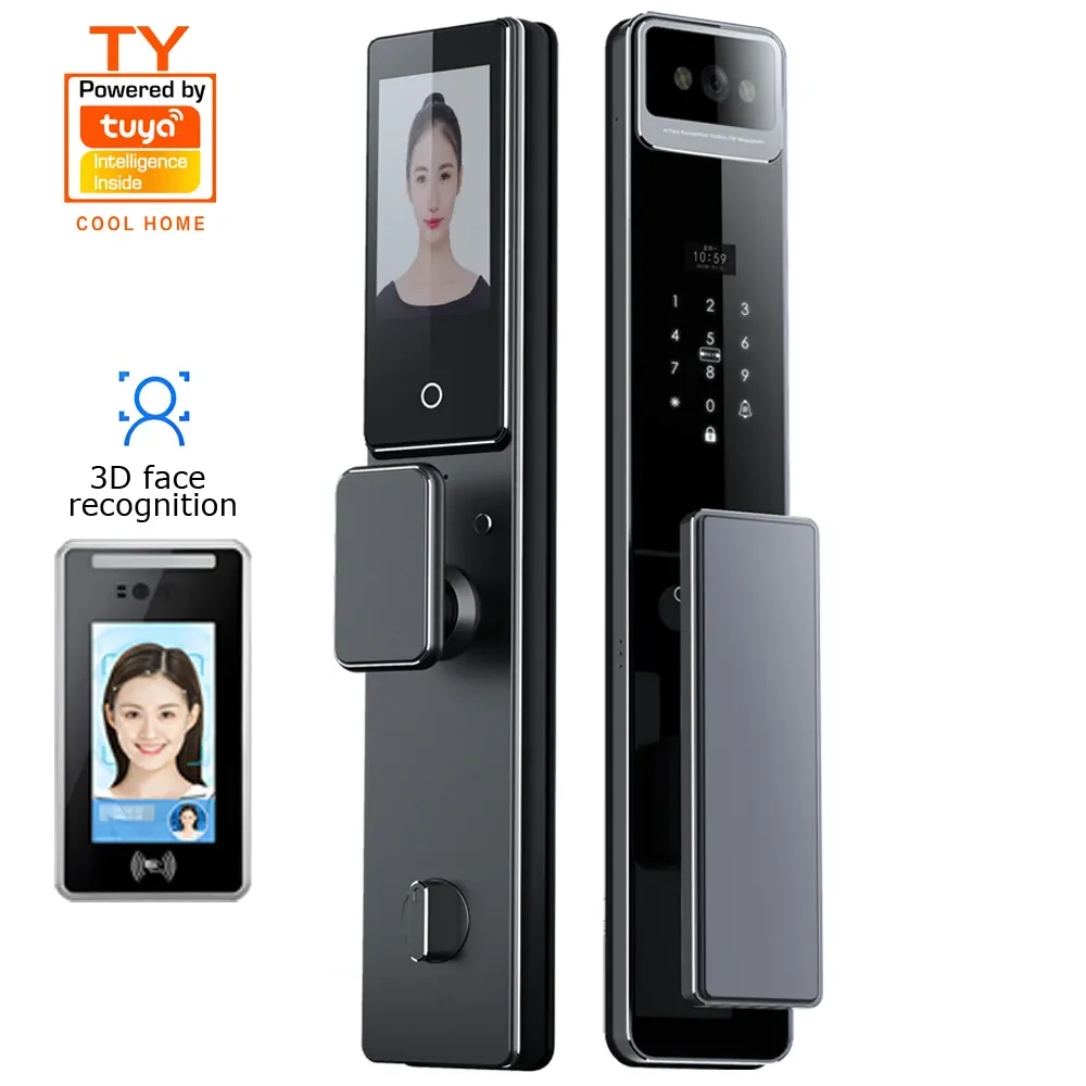 

3D Face Recognition Tuya WIFI APP Keyless Entry Fingerprint Memory Card Password Cloud Data Smart Lock For Home Hotels