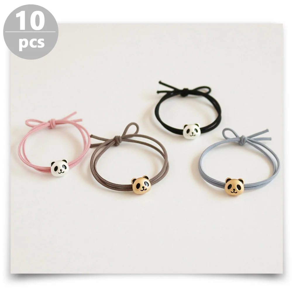 10 Pcs Children Hair Accessories Panda Shape Loose Beads Jewelry Supplies Silvertone Elements for Kids Craft Necklace