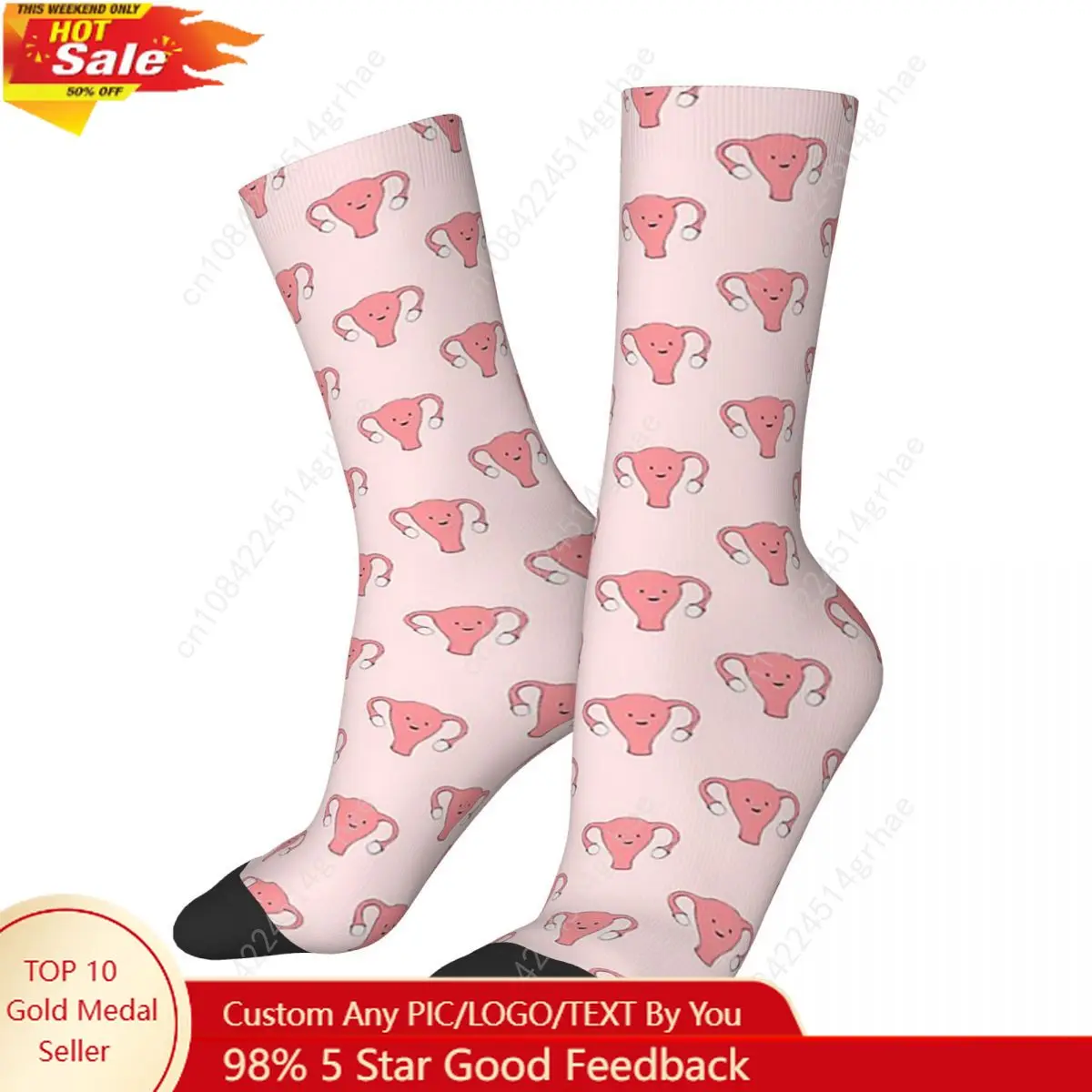 Série Uterus – Chaussettes Happy Womb Day, bas absorbants Harajuku, chaussettes longues toutes saisons, accessoires pour cadeau d'anniversaire unisexe
