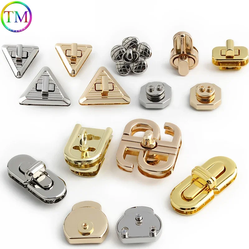 Prostokątny/trójkątny pasek do wytrzymały Metal wciskania wtyczek do torby Crossbody Turn Twist Lock Mortice Lock DIY akcesoria sprzętowe