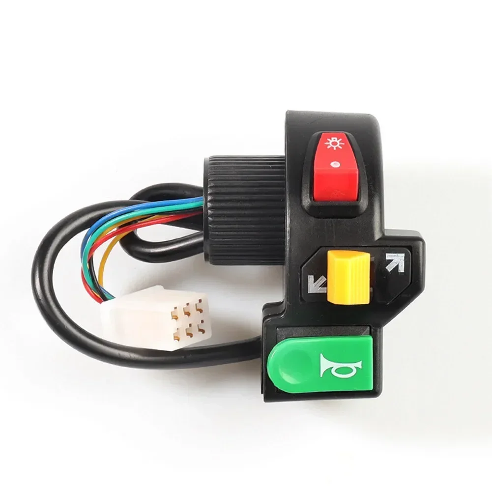 Motorcycle Electric Bicycle Switch 3-in-1 Lights Horn Turn Signal Switch Button Black PVC Accessories For Ebike