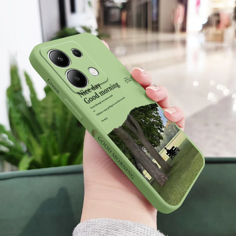 Green Meadow Phone Case For Xiaomi Redmi Note 13 12 12S 11 11S 10 10S 9 9S Pro Plus 4G 5G Liquid Silicone Cover