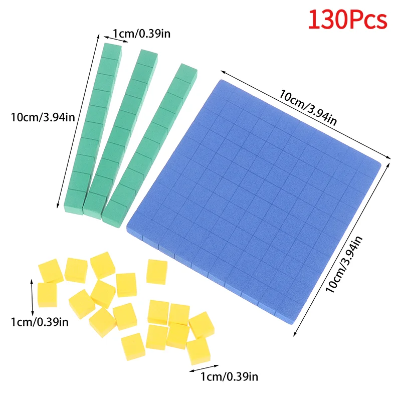Base Ten Blocks 130Pcs For Math Place Value Blocks Base 10 Math Manipulatives Number Concepts Math Cubes For Kids Counting Block