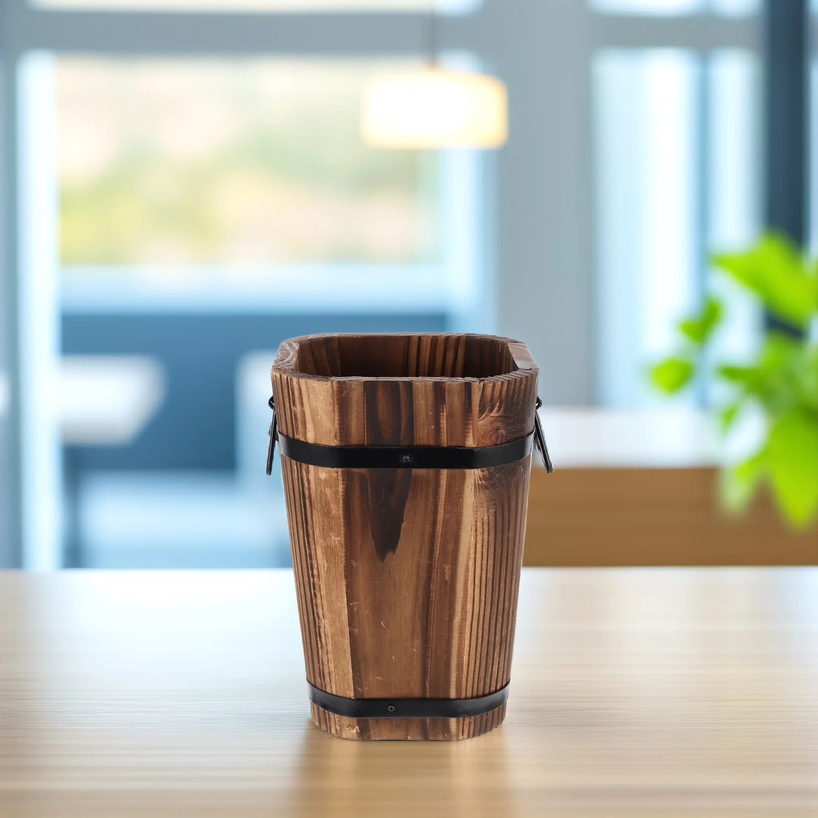 

Retro Flowerpot Small Size Durable Wooden Planter Decorative Bucket for Garden Balcony Yard Use