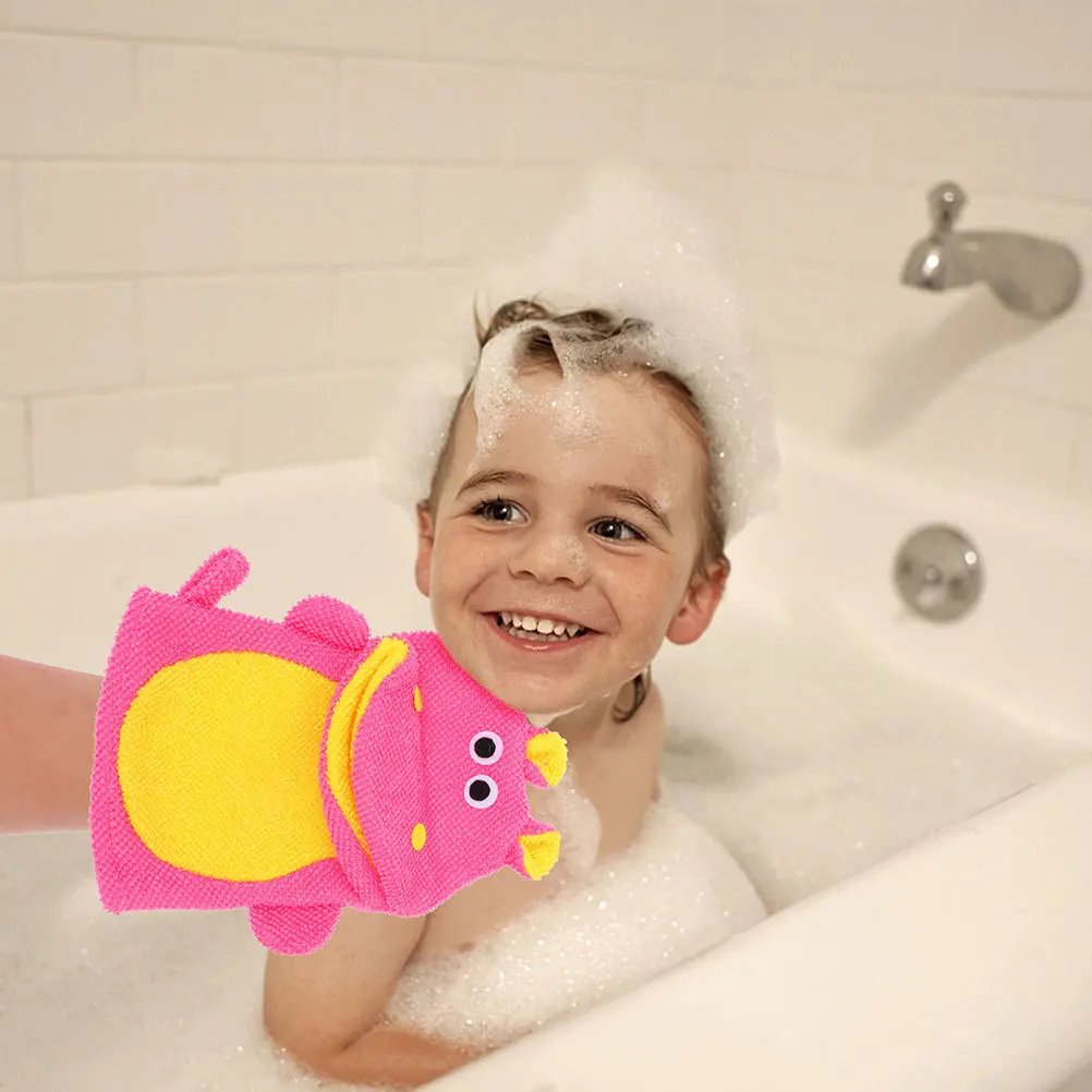 

4Pcs Children Bath Scrubbing Gloves Cartoon Animal Style Soft Exfoliating Bath Gloves Kids Bathing Accessories Gift