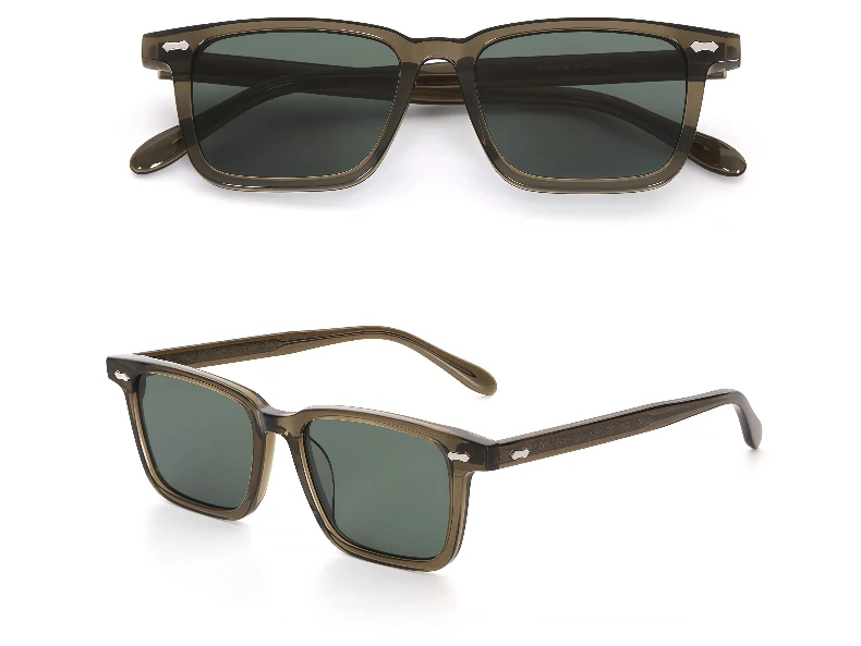LumoGaze Modische Retro Quadratische Damen-Sonnenbrille Retro Herren-Luxus-Sonnenbrille mit Nieten-Design Handgefertigte Acetatfaser-Sonnenbrille UV400 – Detail 19