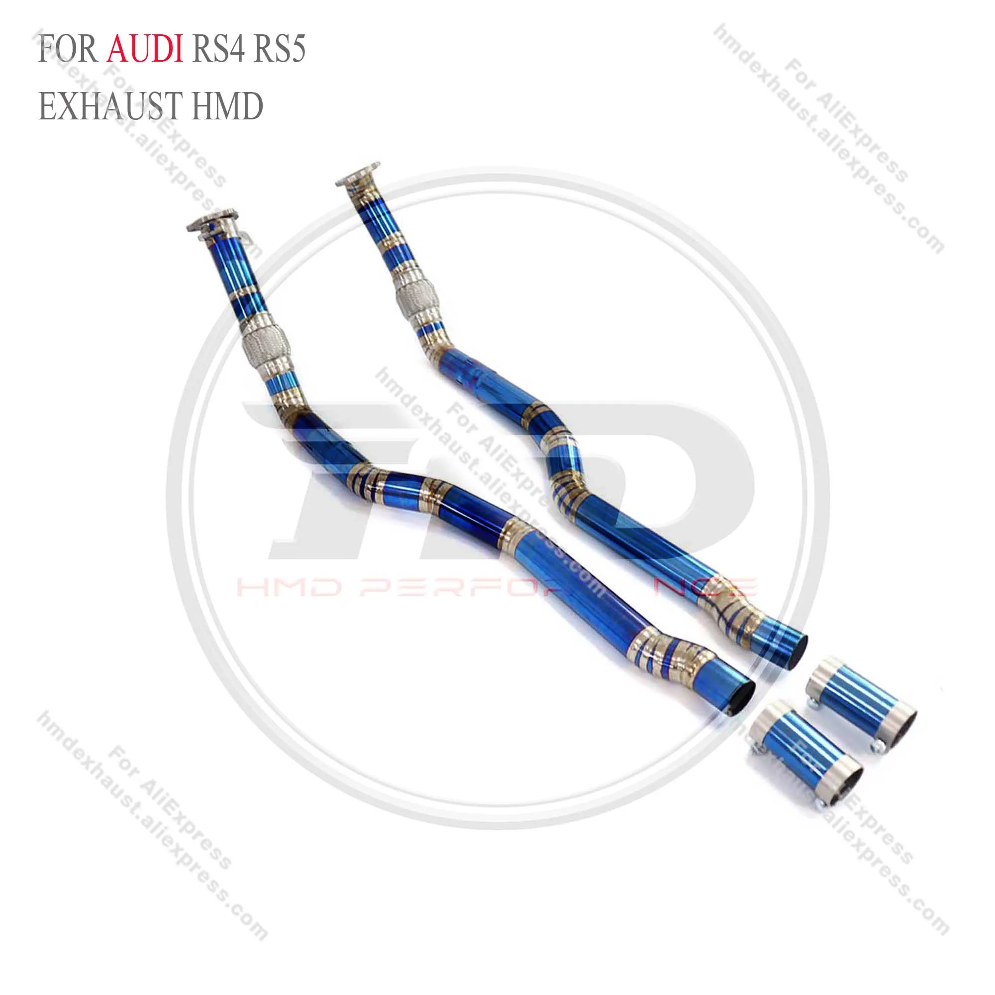 HMD factory Titanium alloy Exhaust System Performance Resonant tube for AUDI RS4 RS5 4.2 car accessories