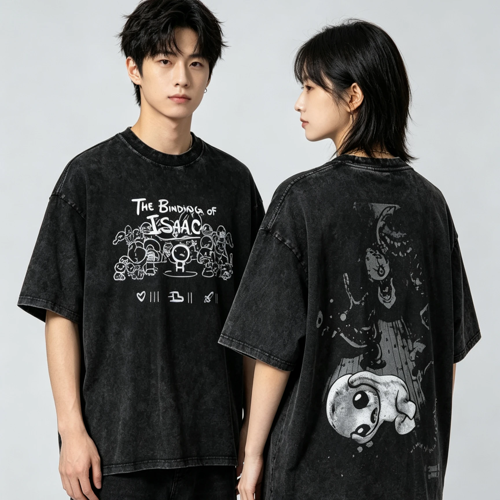 The Binding of Isaac Graphic T-shirt Indie Horror Game Streetwear Unisex Oversized Summer Cotton Washed Retro Tee Clothing Tops