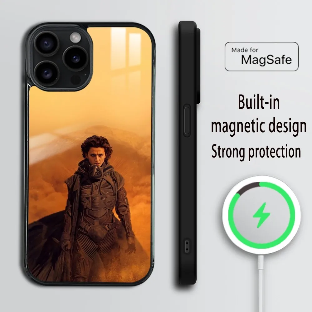 D-DUNE Movie Timothee Chalamet Phone Case For iPhone 16 15 14 13 12 11 Pro Max Plus Mini Magsafe Mirror Wireless Magnetic Cover