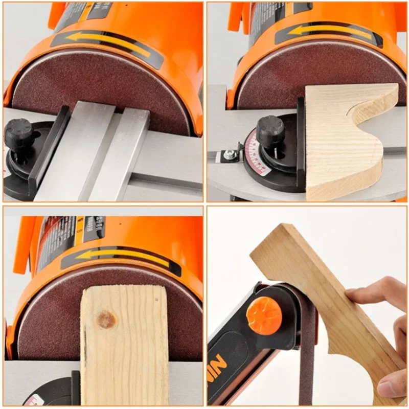 1x5 Woodworking Multi-Function Abrasive Disc Sanding Belt Machine, Double Table Grinding And Rust Removal Polishing Machine