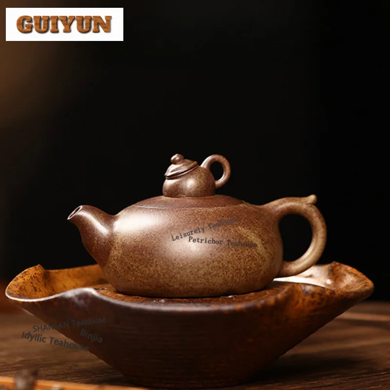 

250 мл Бутик Исин Фиолетовые глиняные чайники Горшок ручной работы из необработанной руды Фарфоровый грязевой чайник Чайник Китайский чайный сервиз Zisha