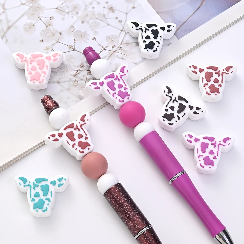 

10pcs Cartoon Silicone Animal Design Food Grade Focal Teether Beads Baby Chew Toy Teething Necklace DIY Nursing Jewelry Making