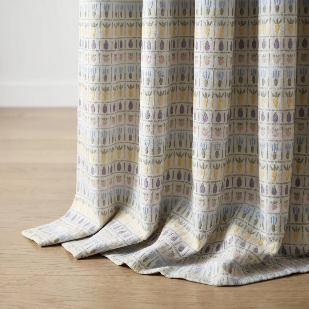 Pastoral carrot flower jacquard curtains fresh macaroon color matching bedroom living room shading curtains