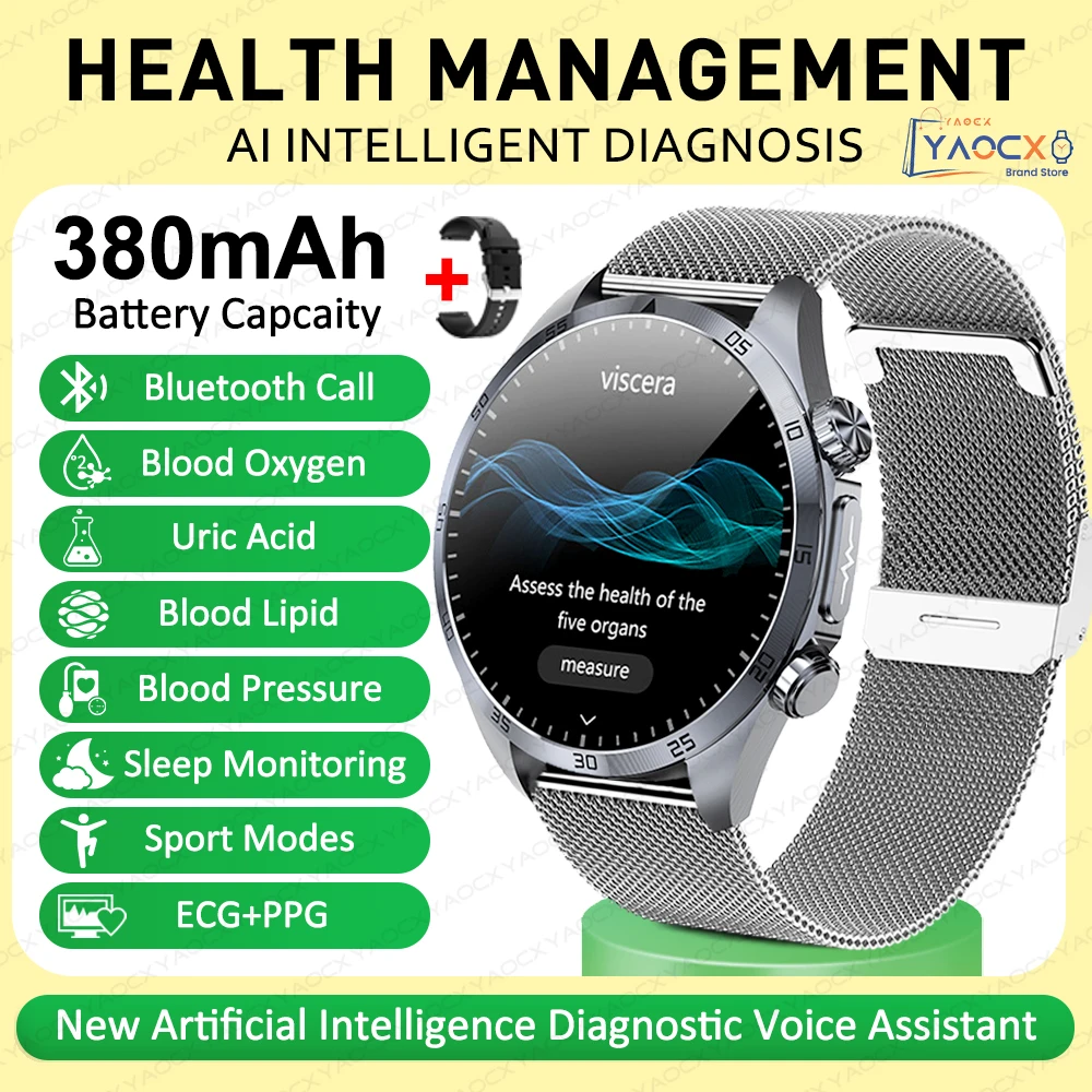 2026 Gloednieuwe upgrade Gezondheidscheck Smartwatch ECG Bloedlipiden Urinezuur Lichaamsvet Sport Waterdichte Smartwatch Voor Mannen en Vrouwen