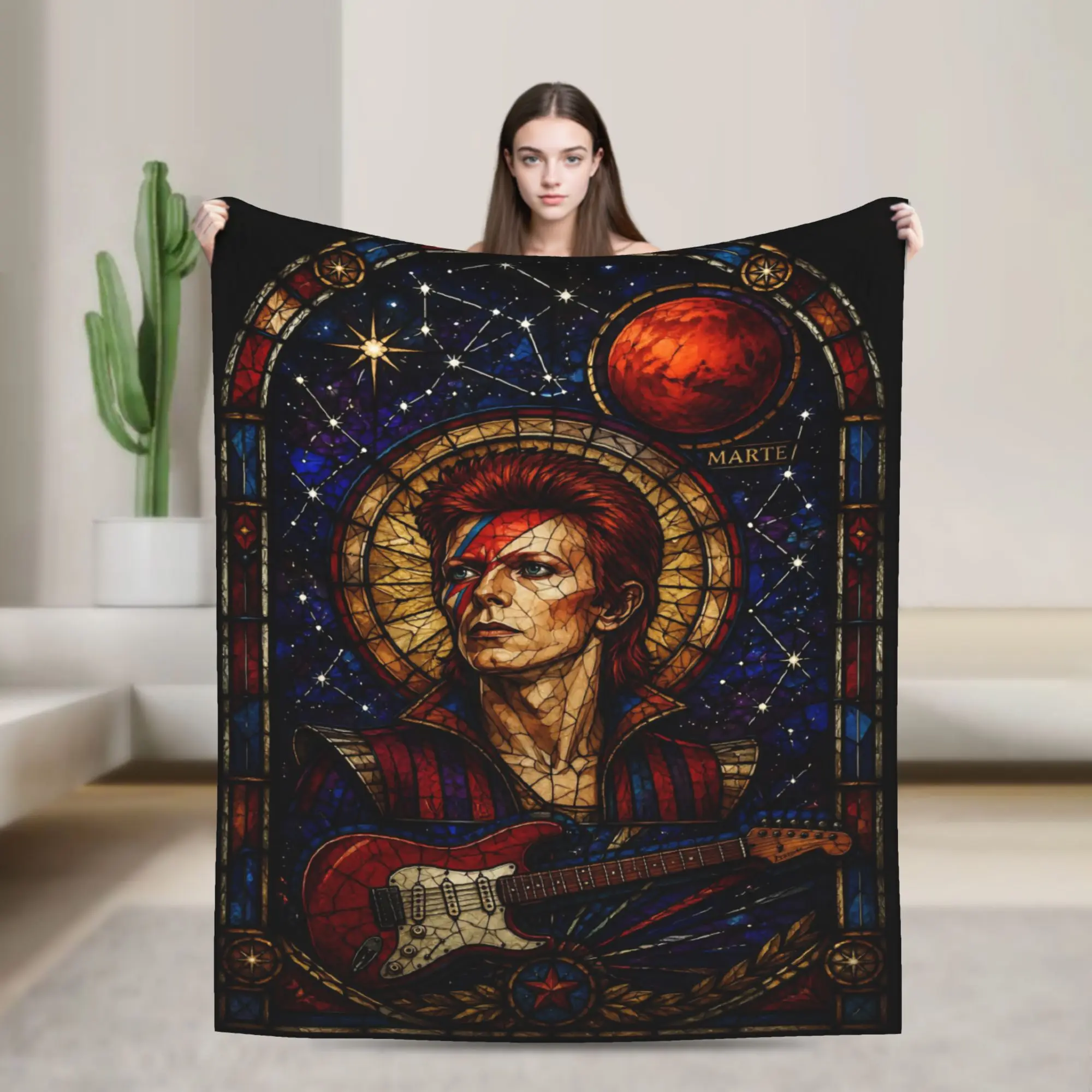 Davides Bowies Throw Blanket for Couch  Soft Fuzzy Plush Blanket 50x60 Inch Multiple Sizes Bedspreads for All Seasons