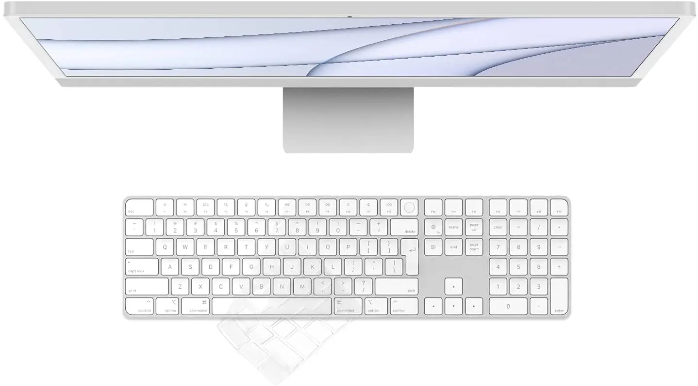 For 2021 Apple iMac 24 inch M1 Chip EU EURO US Magic Keyboard  Numeric Keypad and Touch ID Model A2520 TPU  Keyboard Cover Skin