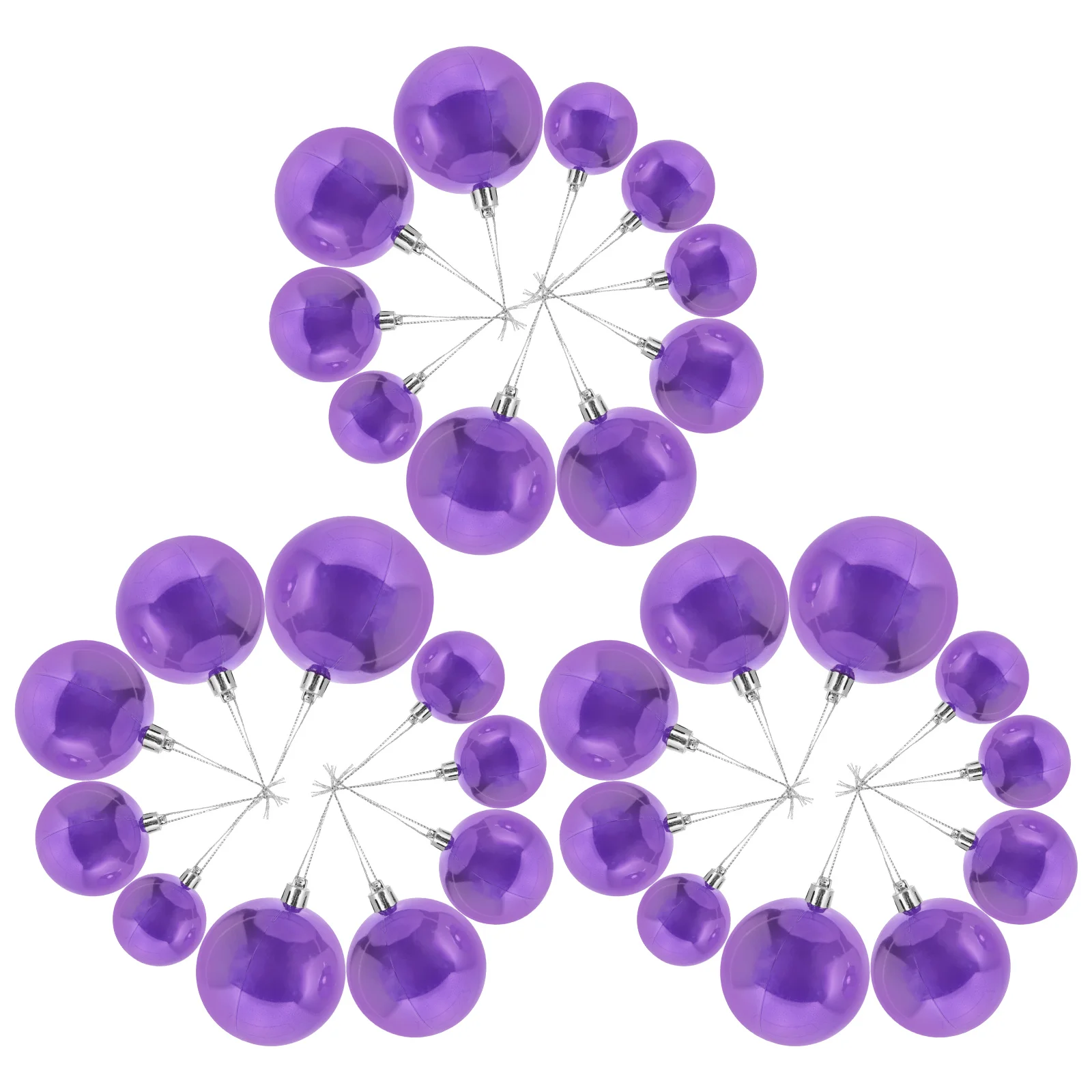

37pcs Pearlescent Ball naments Colored Hanging Decorative Lavender Purple Flower Shatterproof Plastic RV Home Office