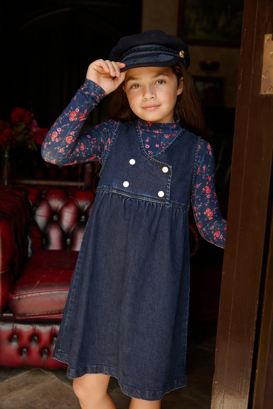 AS AW26 Denim Varsity Collection Navy Blue Denim+ Embroidery Sweatshirt weekday fabric kids brother sister clothing image 5