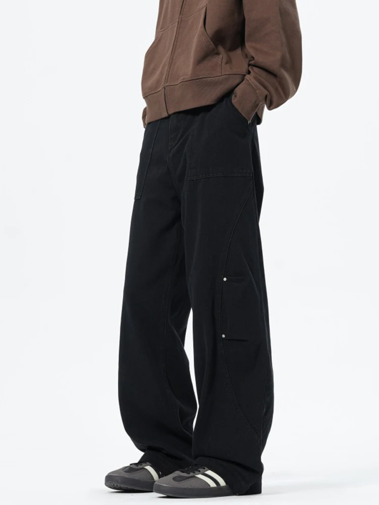

Bla Deconstructed Knife Workwear Jeans Men's High Street Vibe American Sle Straight Leg Wide Leg Trendy Brand Jeans