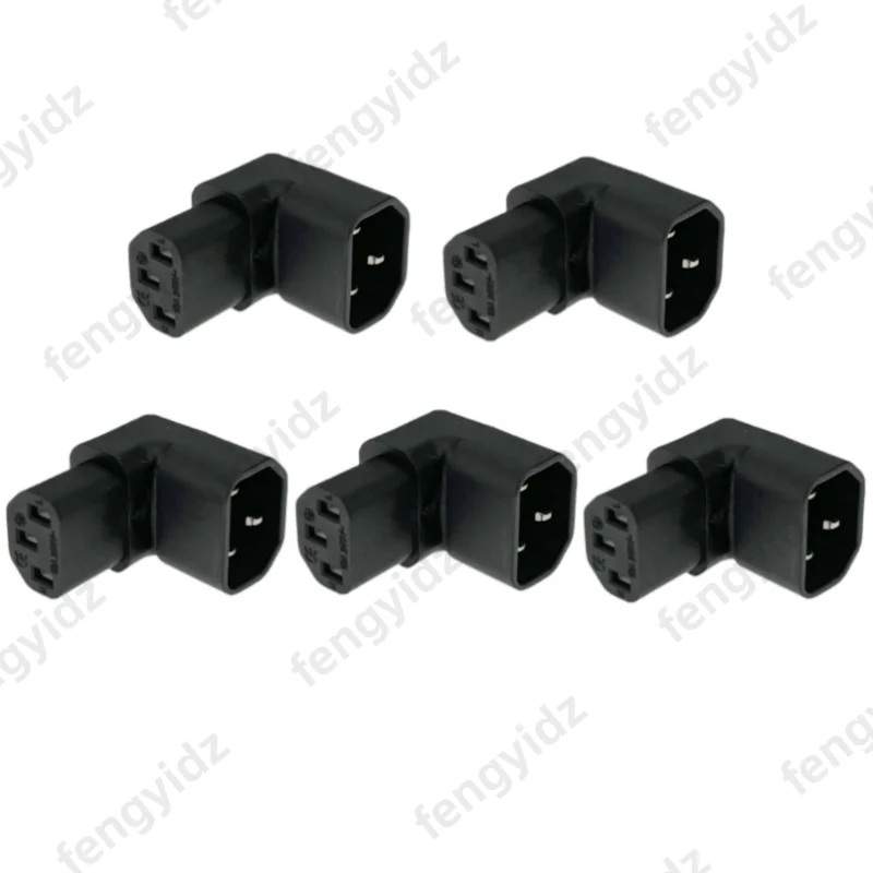 IEC 320 C14 auf C13 linker rechtwinkliger AC-Adapter IEC 3-poliger IEC 320 3-poliger Stecker auf Buchse, verlängerter 90-Grad-Winkel-AC-Konverter