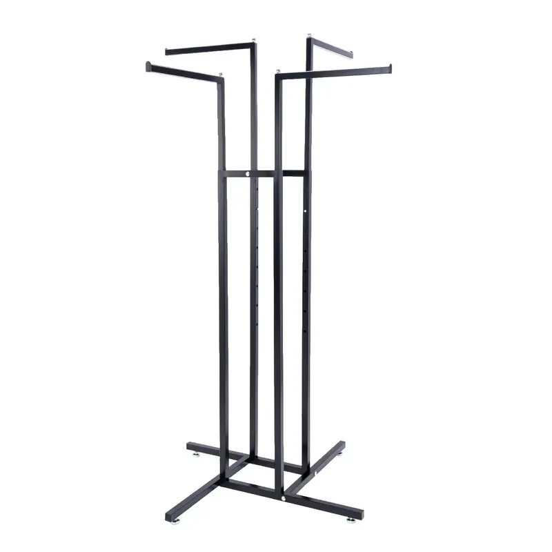4 Way Clothing Display Rack with Straight Arms Black