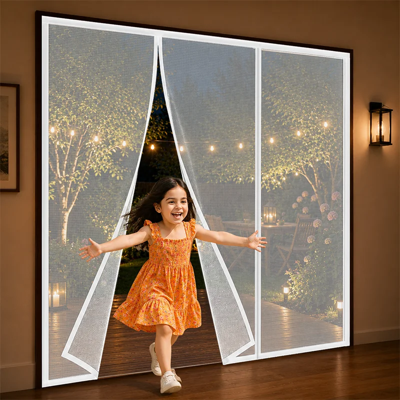 

Magnetic Mosquito Net Door Screen Curtain Custom White Self-Closing Anti Insect Fly Mesh Bug Net for Doorway Bedroom Kitchen