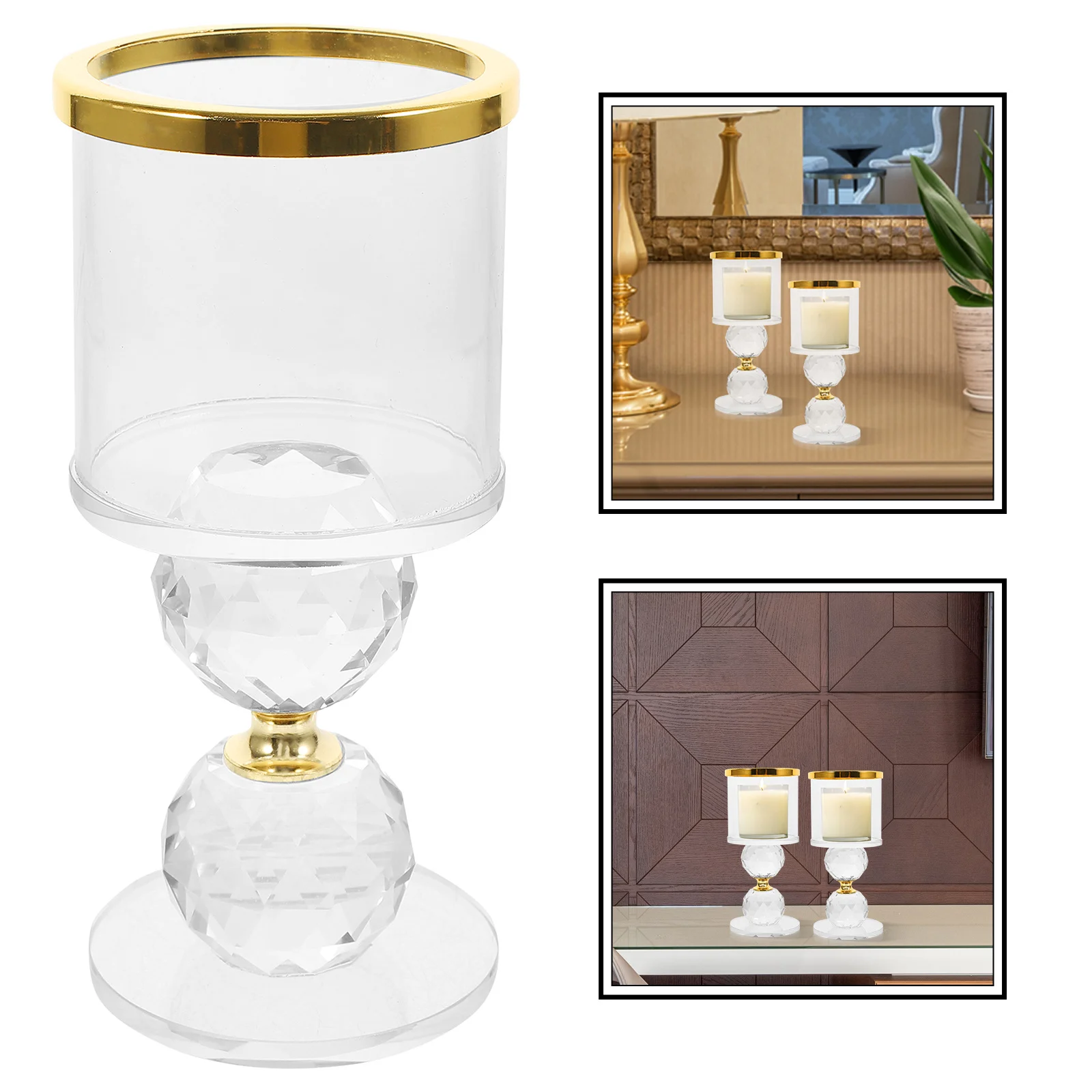 

Clear Pillar Holders Romantic Glass Candlestick Tealight Stand Chic Home Decor Artistic Design Glass Holder