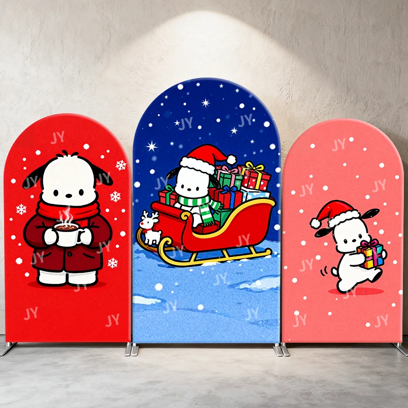 

Pochacco Arch Backdrop Cover Sanrio Christmas Party Background Decorations, Used As Photo Props for Family Holiday Activities