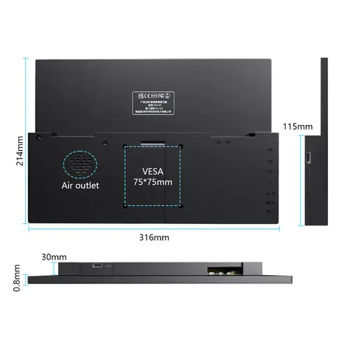 14 inch Monitor for Raspberry Pi 5 4 3 Touchscreen 1920x1200 16:10 Display HDMI USB Interface for Computer Program Monitors - Image 2