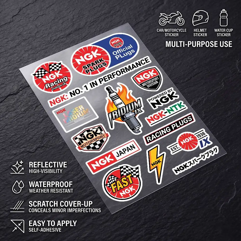 

for NGK Universal Multi-Purpose Reflective Waterproof Stickers Scratch Conceal For Auto Bike Helmet Mug Fridge Decoration