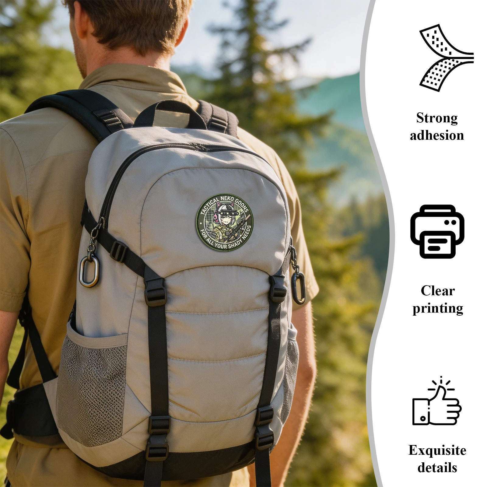 2 Pack Anime Girl Print Patch Tactical Beaver Hook and Loop Badge Backpack Morale Appliques Sticker Armband Patches for Clothing