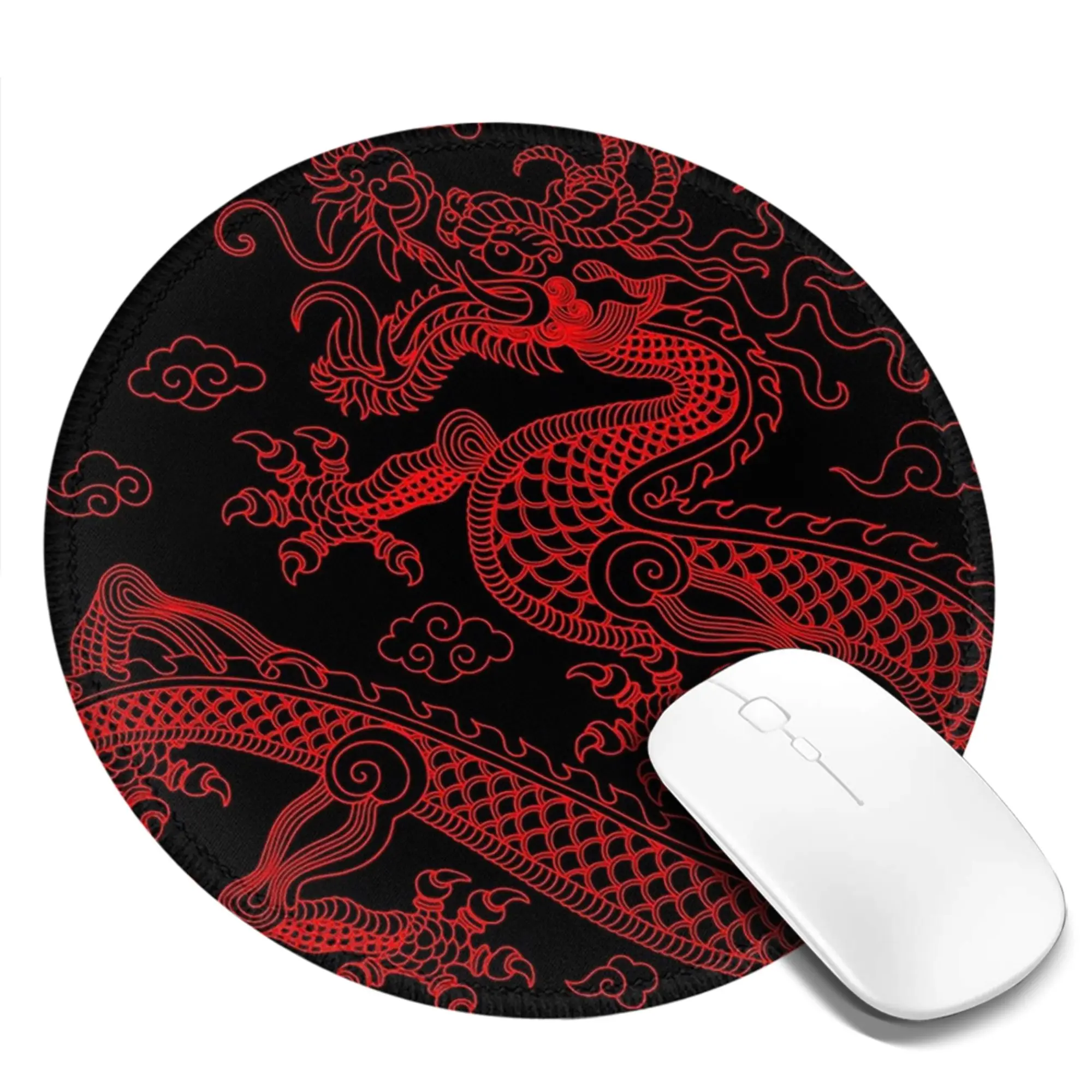 Red Chinese Dragon Mouse Pad Computer Keyboard Mouse Mat Gaming PC Laptop Desk Mat Office Accessories Table Mats