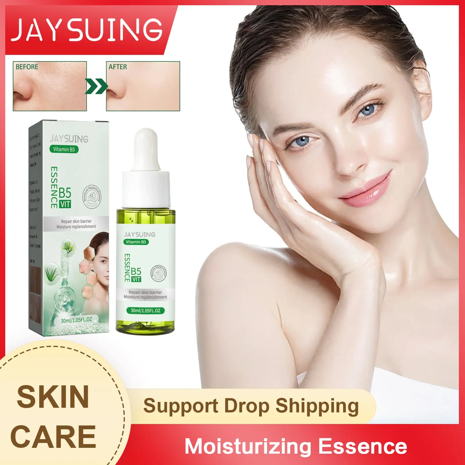 

Vitamin B5 Essence Pores Shrinking Remove Wrinkle Corrector Pigment Fade Dark Spots Rejuvenation Anti Aging Niacinamide Serum