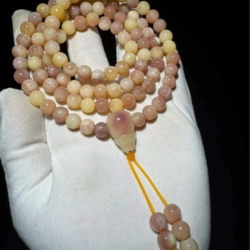 Natural camel bone multi-loop bracelet in original color, feels like jade, rich in texture and pattern, suitable for gifting or
