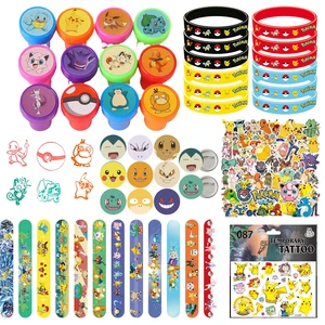 Pokemon Pikachu Hadiah Pesta Ulang Tahun Gelang Tamparan Perangko Stiker Tato Pengisi Tas Goodie Anak-anak Perlengkapan Pesta Decora 10 gelang penjualan terbaik pikachu - №