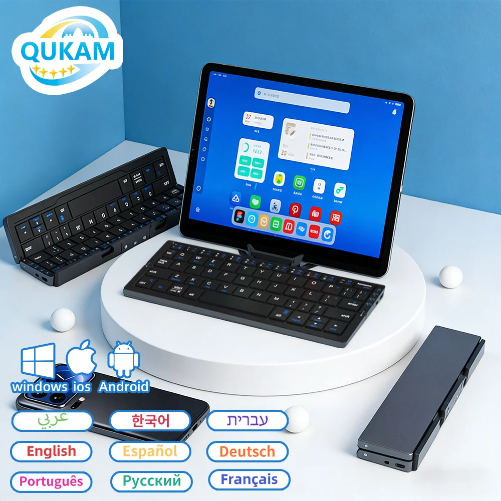 

Новая мини-складная клавиатура 2026 года с подставкой для планшетов и телефонов iPad, Samsung, Xiaomi, Huawei, а также для Windows, iOS, Android. Испанская раскладка.