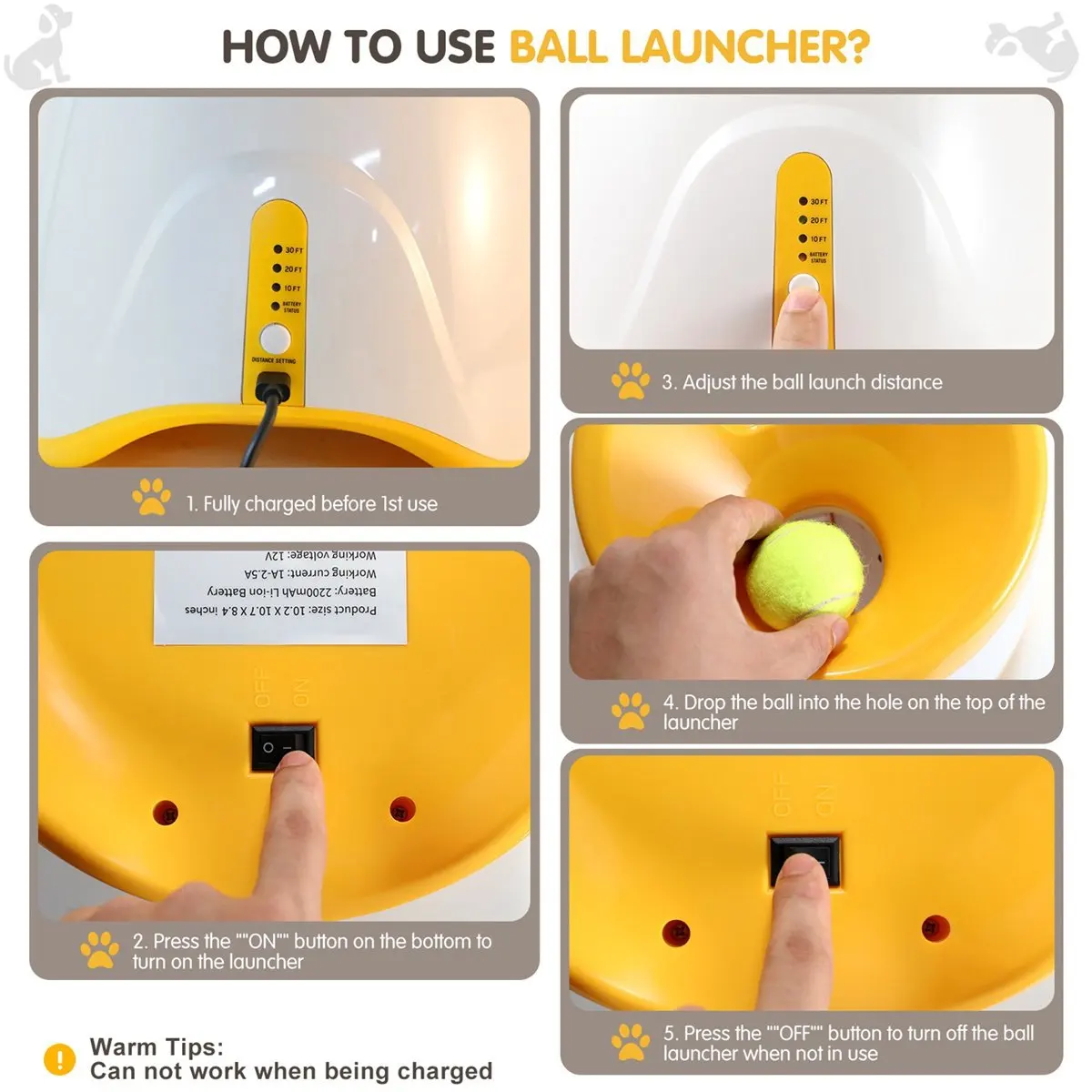 Dog Tennis Launcher Automatic Pet Dogs Chase Toy Mini Tennis Throwing Pinball Machine Fun Interactive Throw Rechargable