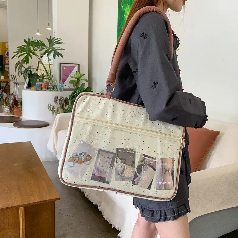 Ins Zoete Leuke Cartoon Print Laptoptas Dames Grote Capaciteit Tablet MacBook Air Pro 14 16-inch Schouder Laptoptas Notebook Tas