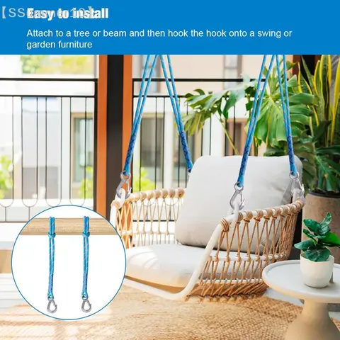 【SSummer10】Corde de suspension pour hamac en nylon robuste avec crochet en métal - Convient pour balançoire extérieure, chaise suspendue d'arbre ou de patio【SS】