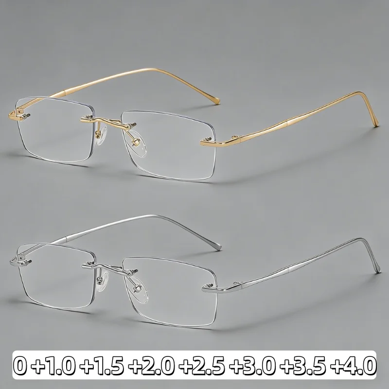 

New Ultra-Lightweight Metal Frameless Anti-Blue Light Presbyopia Glasses for Women Stylish High-Definition Reading Eyewear